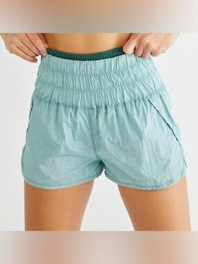 Free People Movement Light Teal Elastic-Waist Women’s Shorts